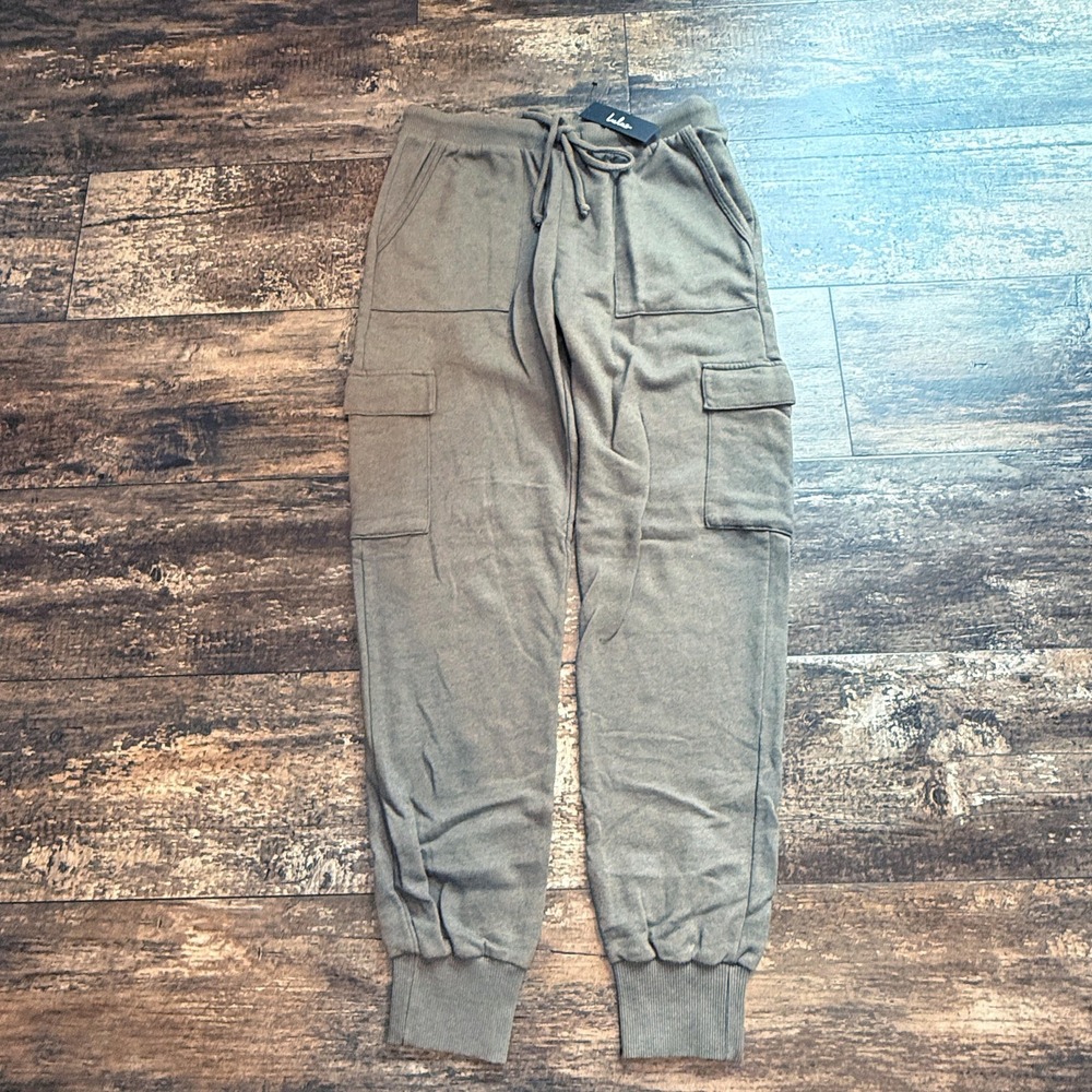 Lulus Cargo Jogger Pants Womens Small Army Green Drawstring Pocket Casual NEW - Picture 2 of 16